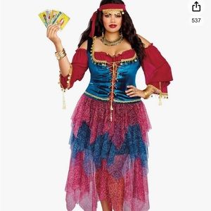 Dreamgirl Womens Plus Size Fortune Teller Costume, Adult Gypsy Halloween